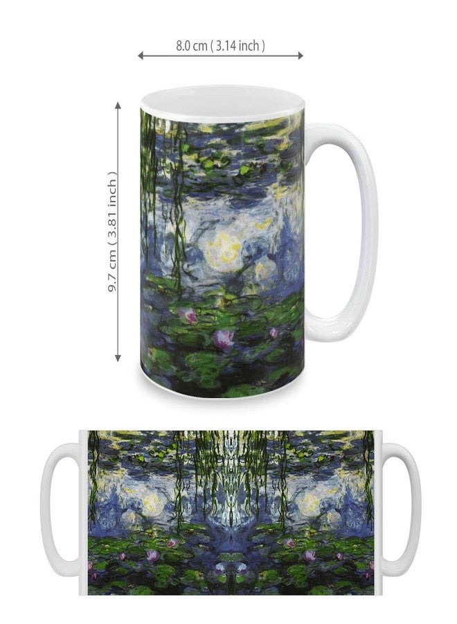 MUGBREW كوب قهوة/شاي سيراميك كلاسيكي من MUGBREW مزين برسومات زنابق الماء للفنان كلود مونيه، 11 أونصة - Image 4