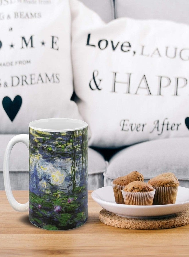 MUGBREW كوب قهوة/شاي سيراميك كلاسيكي من MUGBREW مزين برسومات زنابق الماء للفنان كلود مونيه، 11 أونصة - Image 5