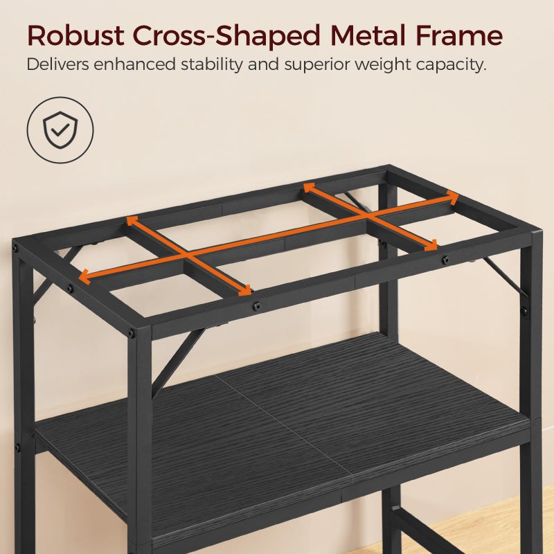 MAHANCRIS حامل حوض السمك MAHANCRIS سعة 30 جالون، حامل حوض السمك مع رفوف تخزين بطبقتين، حامل قوي لتربية السلاحف، مناسب للاستخدام في المنزل أو المكتب، 30.0" طول x 11.8" عرض x 24.4" ارتفاع، أسود FTBK3001 - Image 5