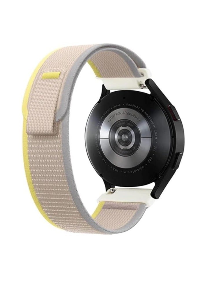 ten.tech Durable 22mm Band for Samsung Galaxy Watch 3 45-46mm / Gear 3, Nylon Sport Band for Huawei Watch GT3 46mm / GT2E / GT4 46mm / GT2 Pro / GT2 46mm / GTR3 Ten Tech Knitted Fabric - Yellow & beige  - Image 2