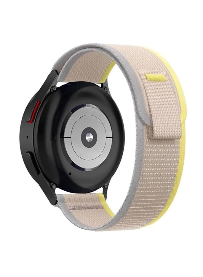 ten.tech Durable 22mm Band for Samsung Galaxy Watch 3 45-46mm / Gear 3, Nylon Sport Band for Huawei Watch GT3 46mm / GT2E / GT4 46mm / GT2 Pro / GT2 46mm / GTR3 Ten Tech Knitted Fabric - Yellow & beige  - Image 1