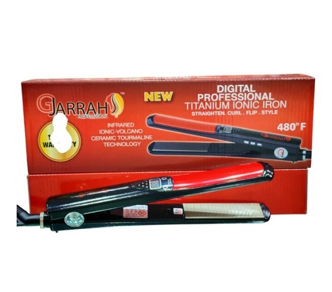 Gjarrah G JARRAH Professional Digital Hair Straightener – Titanium Ionic Ceramic Plates – Up to 480°F – LED Display – Straighten & Curl Hair - Image 1