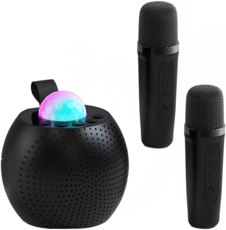 Trendy budget practical design Portable Bluetooth Speaker, Karaoke Machine with 2 Wireless Microphones, LED Party Speaker, Voice Effects, AUX/USB/TF/REC, Gift for Kids & Adults Multi-demand satisfied design - Image 1