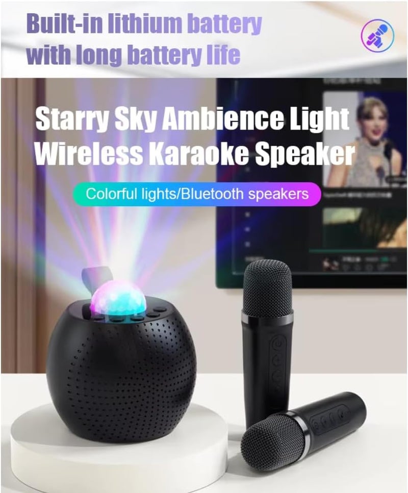 Trendy budget practical design Portable Bluetooth Speaker, Karaoke Machine with 2 Wireless Microphones, LED Party Speaker, Voice Effects, AUX/USB/TF/REC, Gift for Kids & Adults Multi-demand satisfied design - Image 2