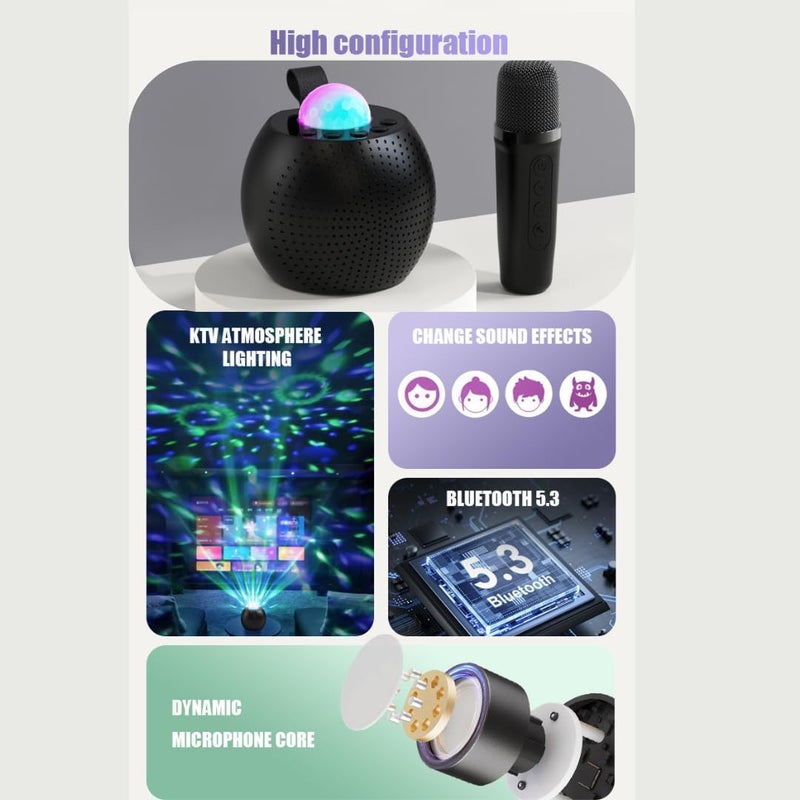 Trendy budget practical design Portable Bluetooth Speaker, Karaoke Machine with 2 Wireless Microphones, LED Party Speaker, Voice Effects, AUX/USB/TF/REC, Gift for Kids & Adults Multi-demand satisfied design - Image 5