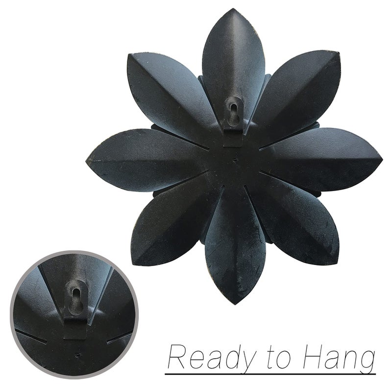 Picfarce Metal Flower Wall Art Decor, 9.5â€œ Rustic Modern Floral Sculpture, Distressed Iron Wall Hanging Home Decoration Accent Artworks for Indoor Kitchen Bedroom Living Room Office Outdoor Garden Patio - Image 3