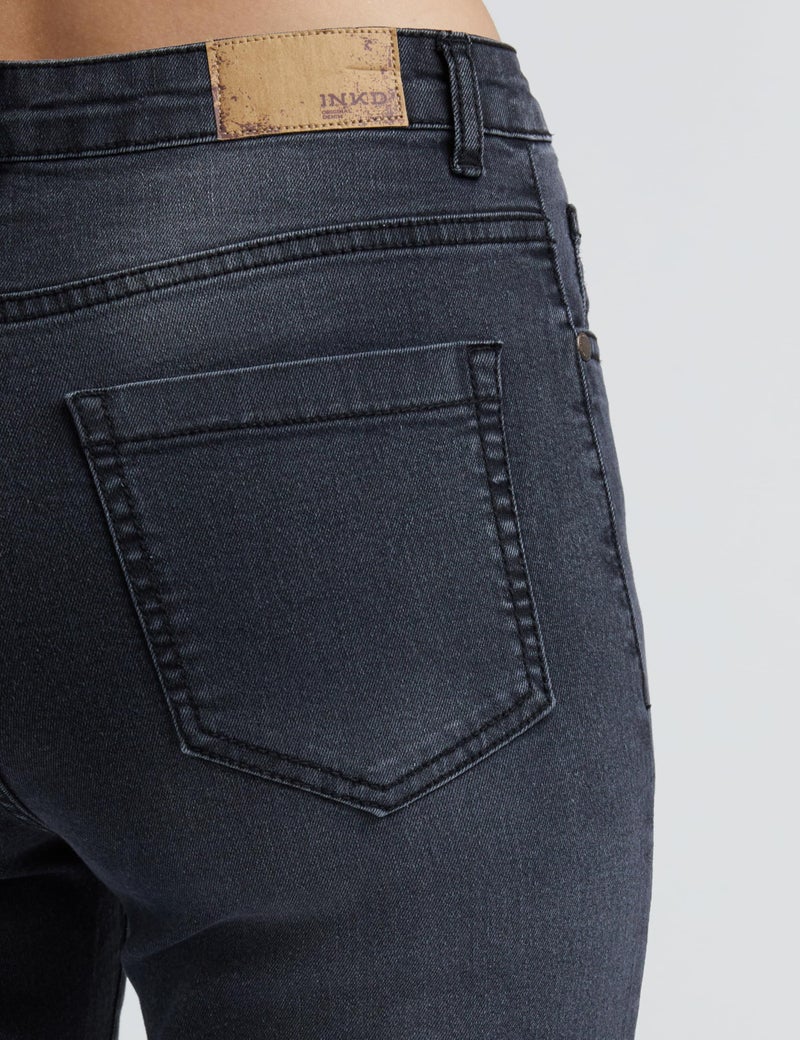 INKD Women's Slim Fit Jeans - Mid-Rise| Enzyme Wash and Classic 5 Pocket Styling (INKSS24WJN-405-Graphite-30) - Image 5