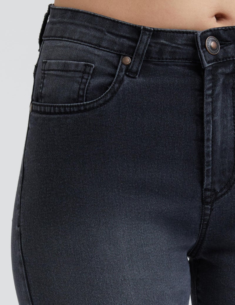 INKD Women's Slim Fit Jeans - Mid-Rise| Enzyme Wash and Classic 5 Pocket Styling (INKSS24WJN-405-Graphite-30) - Image 4
