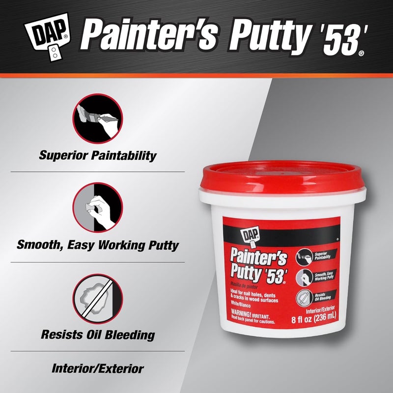 DAP Painter's Putty '53' - 8 oz Interior/Exterior Putty for Wood Surfaces - Image 2