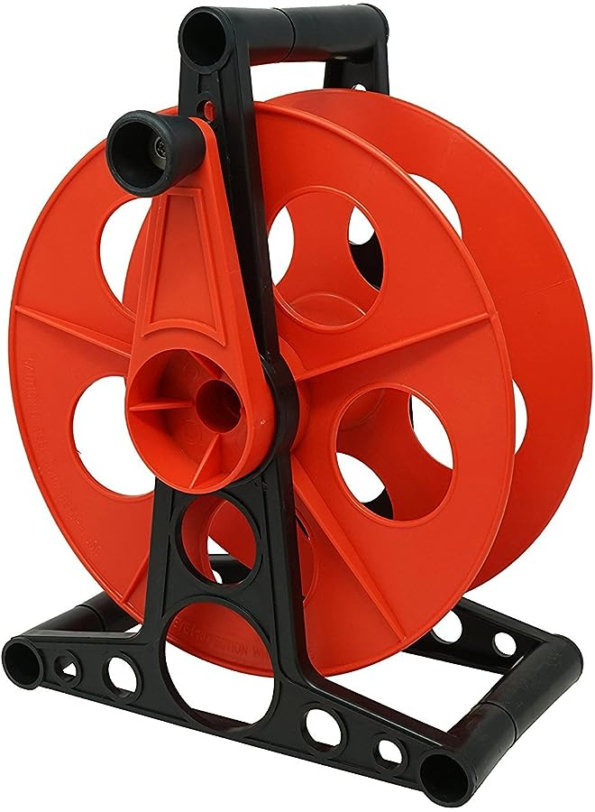 PROMASS E103 E-103 Wheel, Holds Up to 150 16/3 Extension 125 Feet of 14/3 Gauge Cord, Holiday, Rope, Hose Reel Storage and Light Wire, Heavy Duty Plastic, red and black - Image 1
