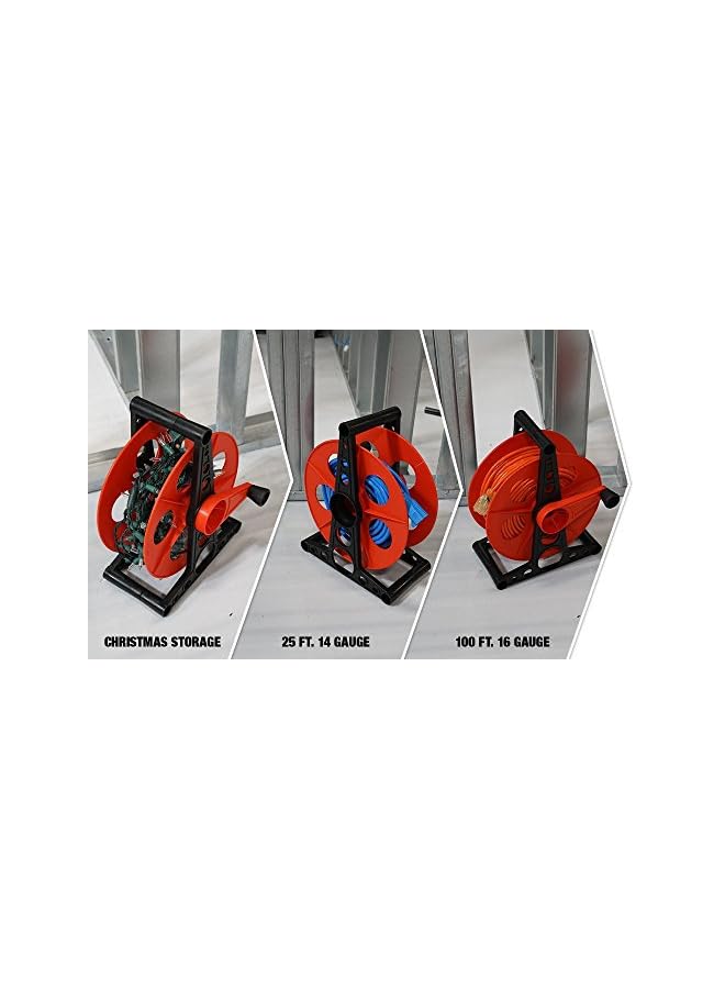 PROMASS E103 E-103 Wheel, Holds Up to 150 16/3 Extension 125 Feet of 14/3 Gauge Cord, Holiday, Rope, Hose Reel Storage and Light Wire, Heavy Duty Plastic, red and black - Image 3