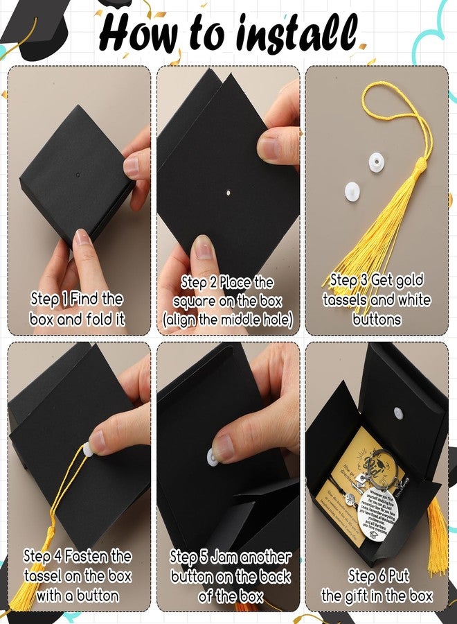 Ecation 24 Sets 2026 Graduation Gifts Unisex Bracelets Comes in Cap Shaped Box with Quote Card Keychain for Class of 2026(Classic Style) - Image 5