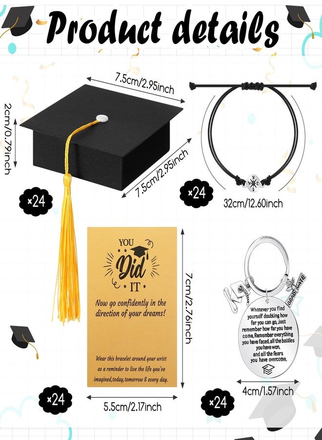 Ecation 24 Sets 2026 Graduation Gifts Unisex Bracelets Comes in Cap Shaped Box with Quote Card Keychain for Class of 2026(Classic Style) - Image 3