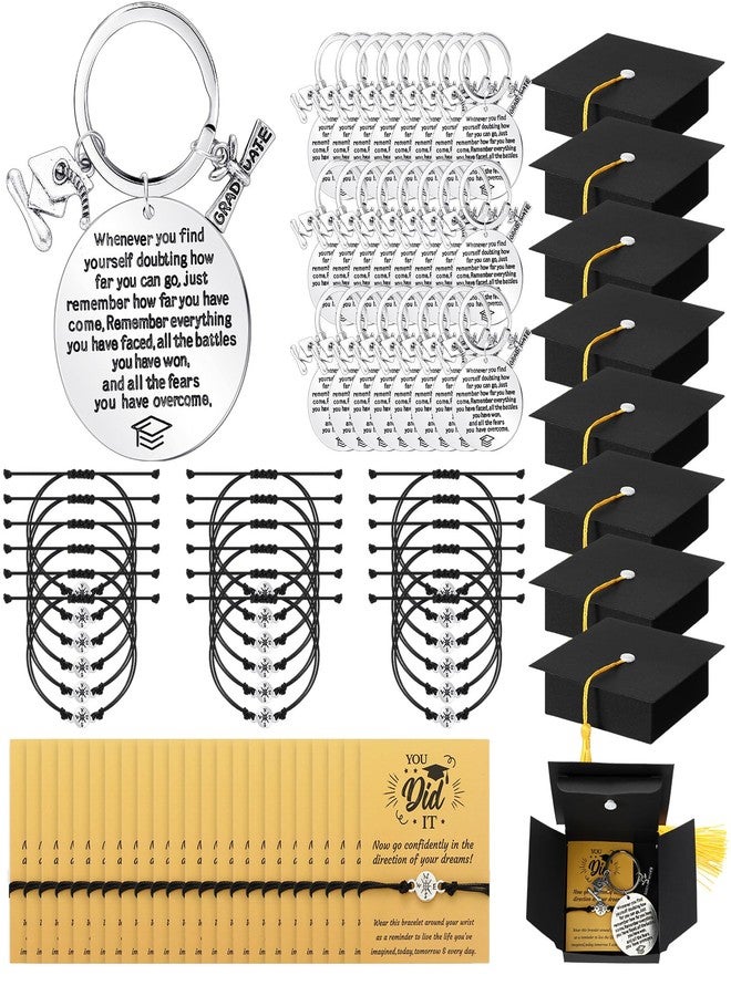 Ecation 24 Sets 2026 Graduation Gifts Unisex Bracelets Comes in Cap Shaped Box with Quote Card Keychain for Class of 2026(Classic Style) - Image 1