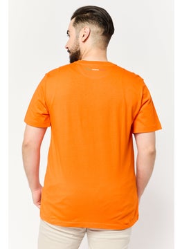 LAMBORGHINI Men Crew Neck Short Sleeve Brand Logo T-Shirt, Orange  - Image 2
