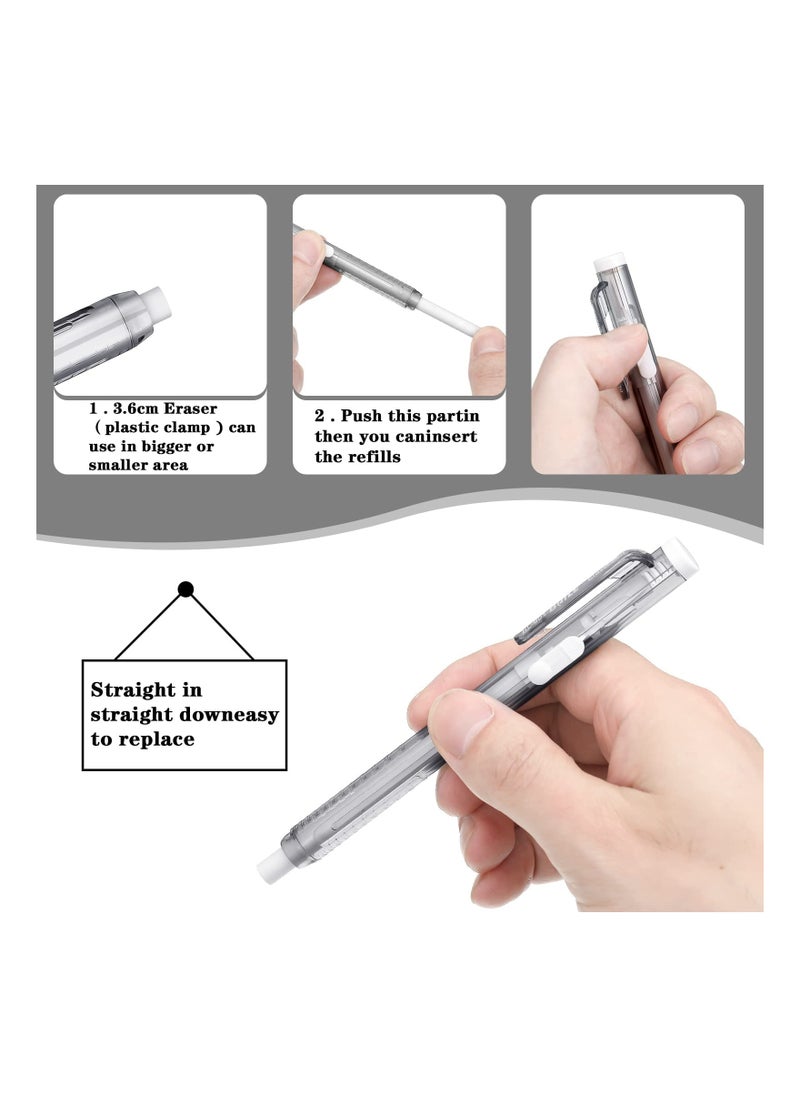 SYOSI Retractable Mechanical Eraser Pen, Retractable Eraser, Pen Style Erasers 12 Pack Including 10 Retractable Eraser Refill for School Office Painting Writing (12 Pack), Student Teacher Adult Child  - Image 5