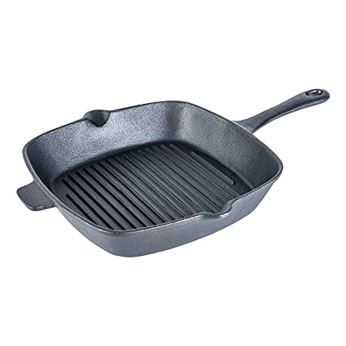 Wonderchef Forza Cast-Iron Grill Pan, Pre-Seasoned Cookware, Induction Friendly, 26cm, 3.8mm With Lifetime Exchange Warranty (Black) - Image 1