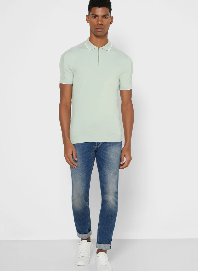 RIVER ISLAND Essential Half Zip Polo