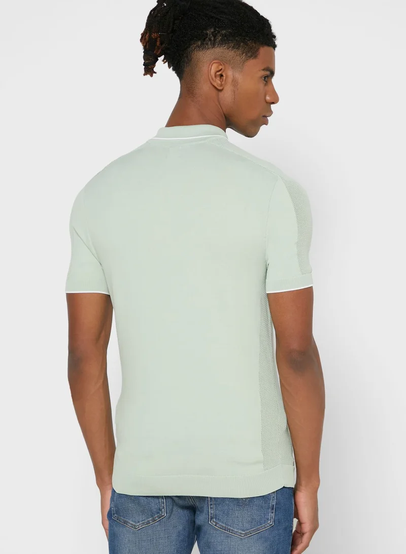RIVER ISLAND Essential Half Zip Polo