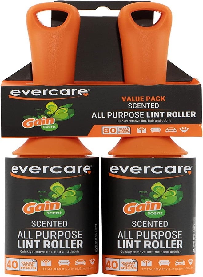 Evercare Lint Roller, Scented 40 Sheets, Two Pack, Green