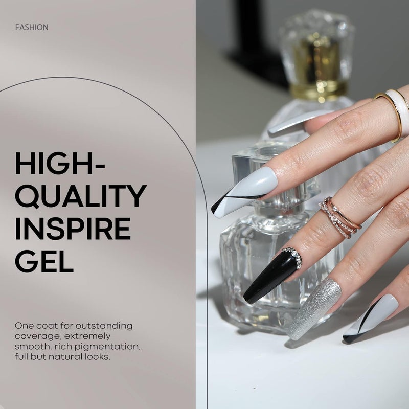 modelones Grey Gel Nail Polish Set 6 Colors, Winter Gray Tone Dark Cloud Stone Seal Iron Fossil Shades Collection Soak Off LED Nail Art Gel Kit Soak Off Manicure Salon DIY Home Gift - Image 3