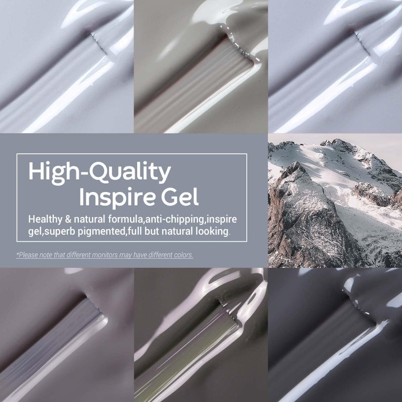 modelones Grey Gel Nail Polish Set 6 Colors, Winter Gray Tone Dark Cloud Stone Seal Iron Fossil Shades Collection Soak Off LED Nail Art Gel Kit Soak Off Manicure Salon DIY Home Gift - Image 2