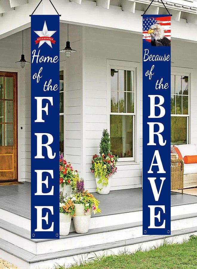 Labrostar 4th of July Decorations Patriotic Decor Pre-assembled Hanging Banners Memorial Day Flag Labor Veterans Armed Forces Military Homecoming Red White Blue Decorations - Image 1
