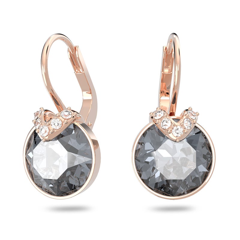 SWAROVSKI Pierced Earrings  Gray with V-Shaped Crystal Pav? Accent on Rose-Gold Tone Finish Setting  Part of the Bella Collection - Image 1