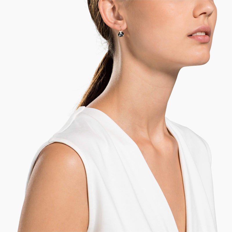 SWAROVSKI Pierced Earrings  Gray with V-Shaped Crystal Pav? Accent on Rose-Gold Tone Finish Setting  Part of the Bella Collection - Image 3