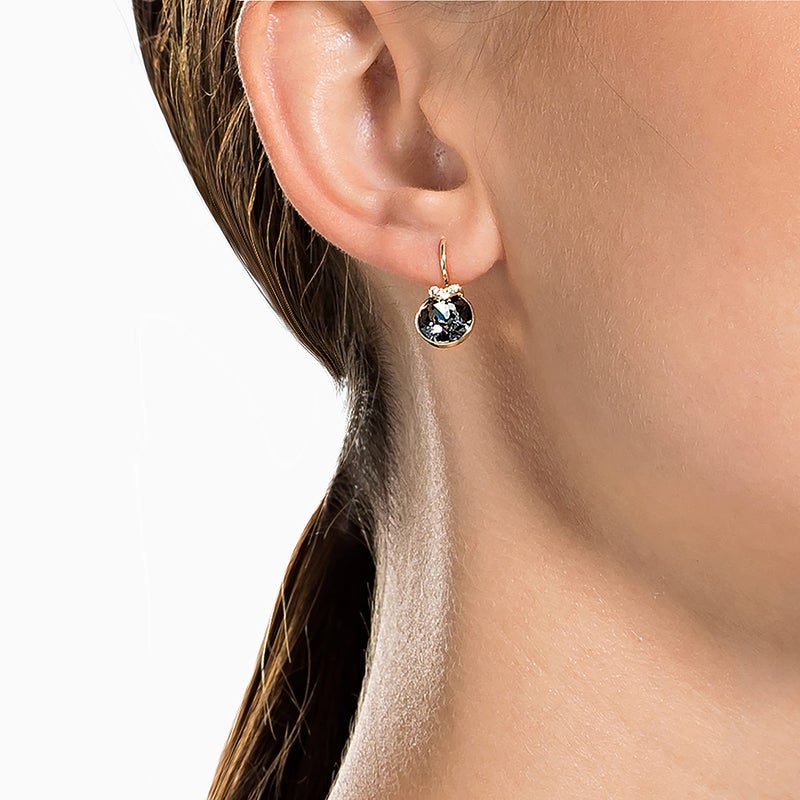 SWAROVSKI Pierced Earrings  Gray with V-Shaped Crystal Pav? Accent on Rose-Gold Tone Finish Setting  Part of the Bella Collection - Image 4