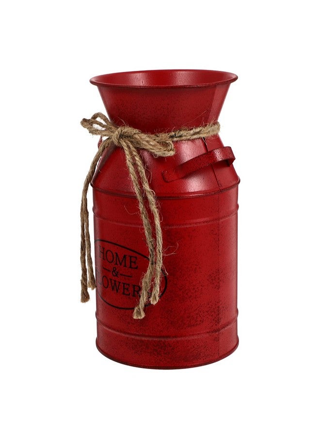 ULTNICE Metal Flower Vase Retro European Style Decorative Jug Vase Rustic Country Dried Flower Bucket for Home Office Wedding Party Red - Image 1