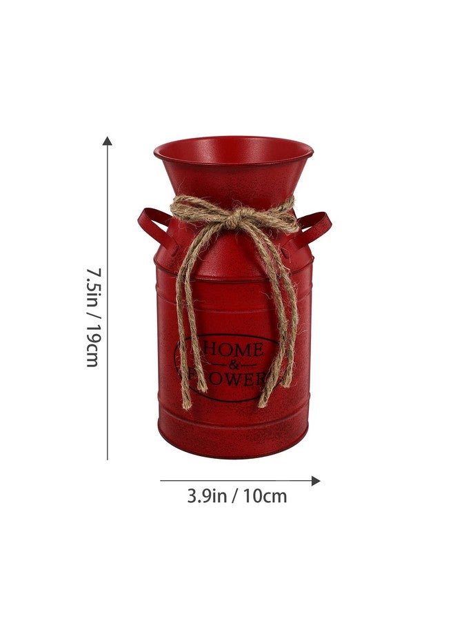 ULTNICE Metal Flower Vase Retro European Style Decorative Jug Vase Rustic Country Dried Flower Bucket for Home Office Wedding Party Red - Image 3