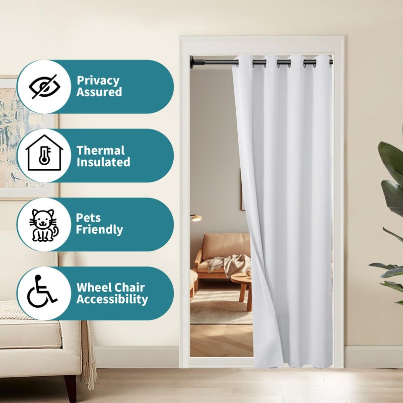 BGment Bression Greyish White Door Startain 80 بوصة الطول لمدخل غرفة نوم الخزانة الستار الخصوص - Image 3