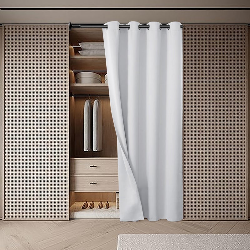 BGment Bression Greyish White Door Startain 80 بوصة الطول لمدخل غرفة نوم الخزانة الستار الخصوص - Image 2