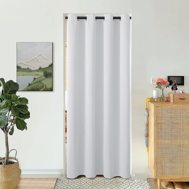 BGment Bression Greyish White Door Startain 80 بوصة الطول لمدخل غرفة نوم الخزانة الستار الخصوص - Image 1