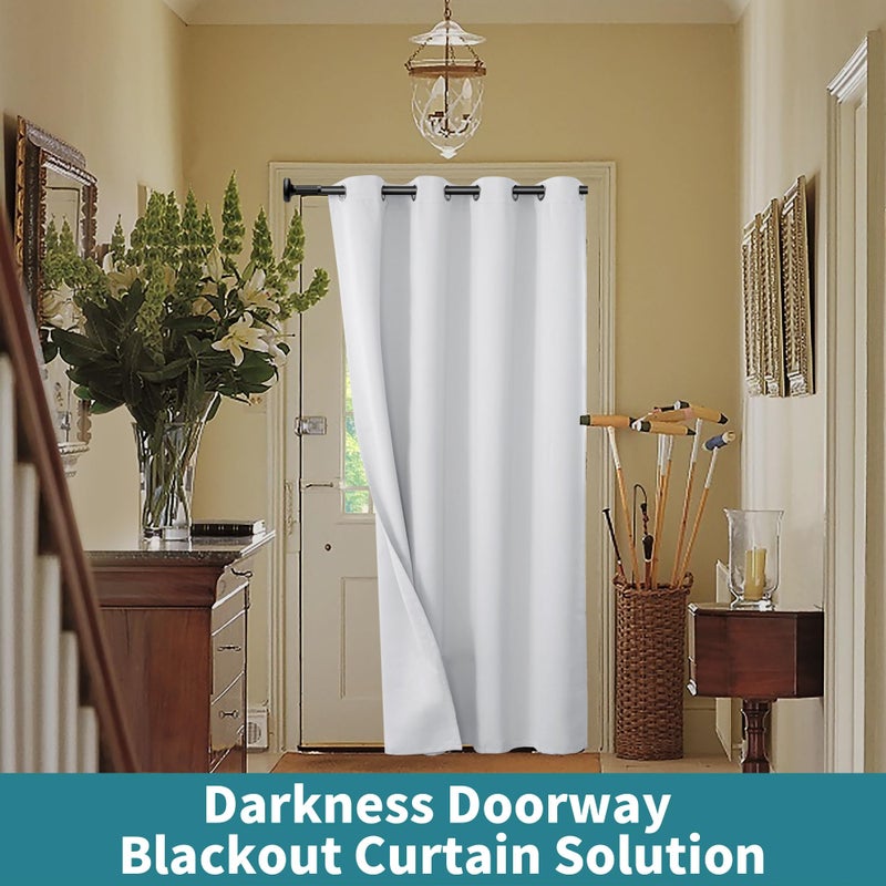 BGment Bression Greyish White Door Startain 80 بوصة الطول لمدخل غرفة نوم الخزانة الستار الخصوص - Image 4