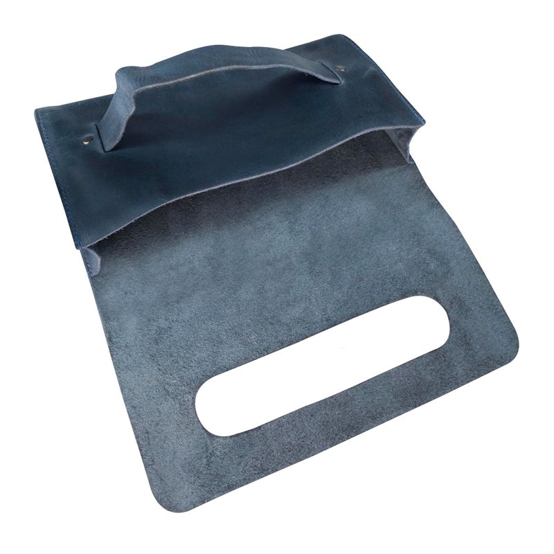 Hide & Drink, Rectangular Clutch Bag With Handle, Wallet for Cards, Money, Stylish Handbag, Full Grain Leather, Handmade, Charcoal Black - Image 3