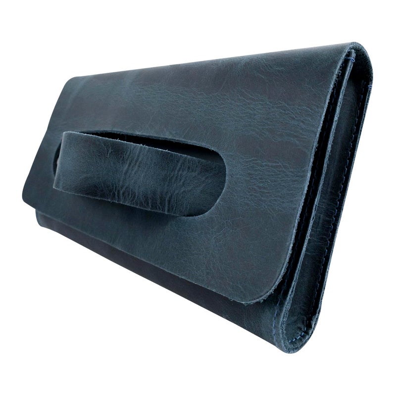 Hide & Drink, Rectangular Clutch Bag With Handle, Wallet for Cards, Money, Stylish Handbag, Full Grain Leather, Handmade, Charcoal Black - Image 4