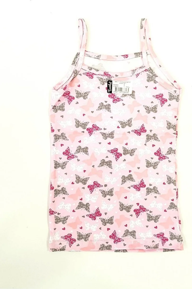 Tutku Passion Girl Child Elastane Printed Rope Strap Mixed Patterned Multicolored Cotton Patterned Undershirt 6-Piece