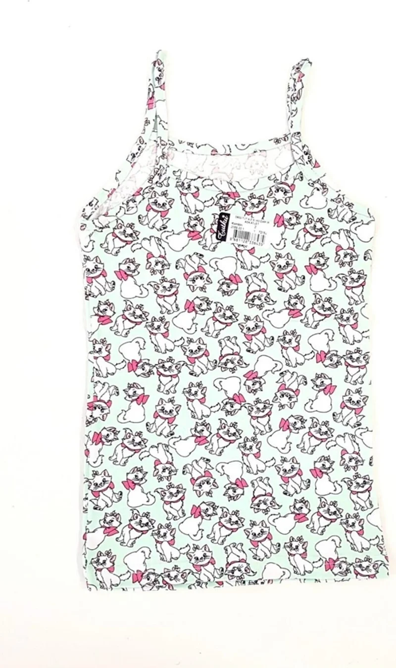 Tutku Passion Girl Child Elastane Printed Rope Strap Mixed Patterned Multicolored Cotton Patterned Undershirt 6-Piece