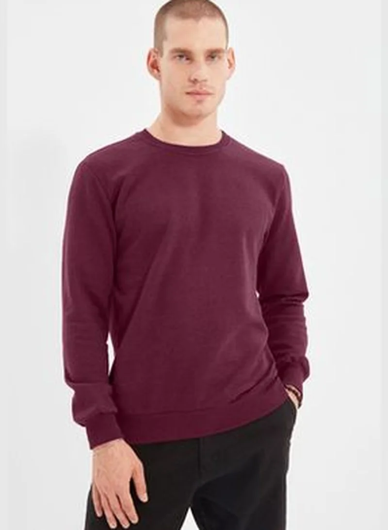 trendyol Men's Burgundy Regular/Normal Fit Basic Sweatshirt TMNAW21SW1208