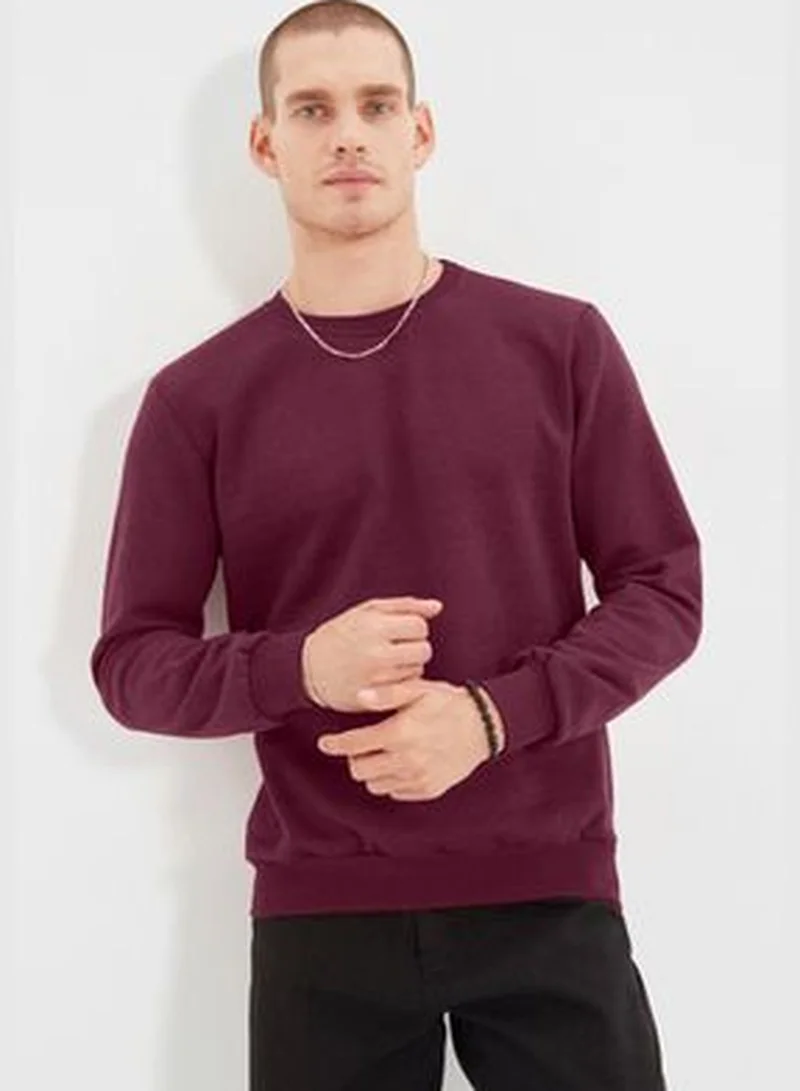 trendyol Men's Burgundy Regular/Normal Fit Basic Sweatshirt TMNAW21SW1208