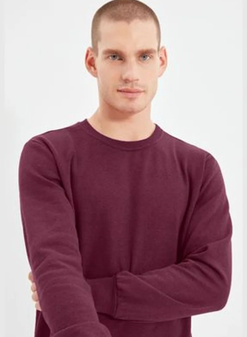 trendyol Men's Burgundy Regular/Normal Fit Basic Sweatshirt TMNAW21SW1208
