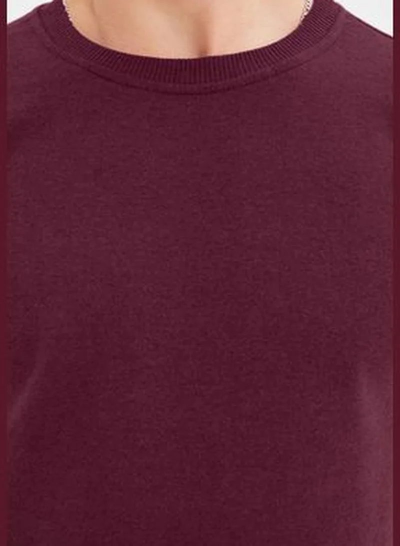 trendyol Men's Burgundy Regular/Normal Fit Basic Sweatshirt TMNAW21SW1208