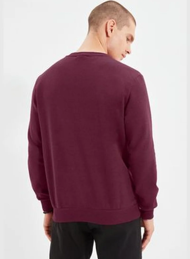 trendyol Men's Burgundy Regular/Normal Fit Basic Sweatshirt TMNAW21SW1208