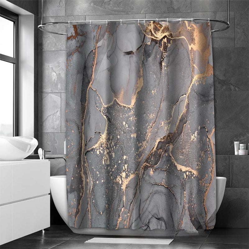 2023 Marble Texture Shower Curtain Gray 