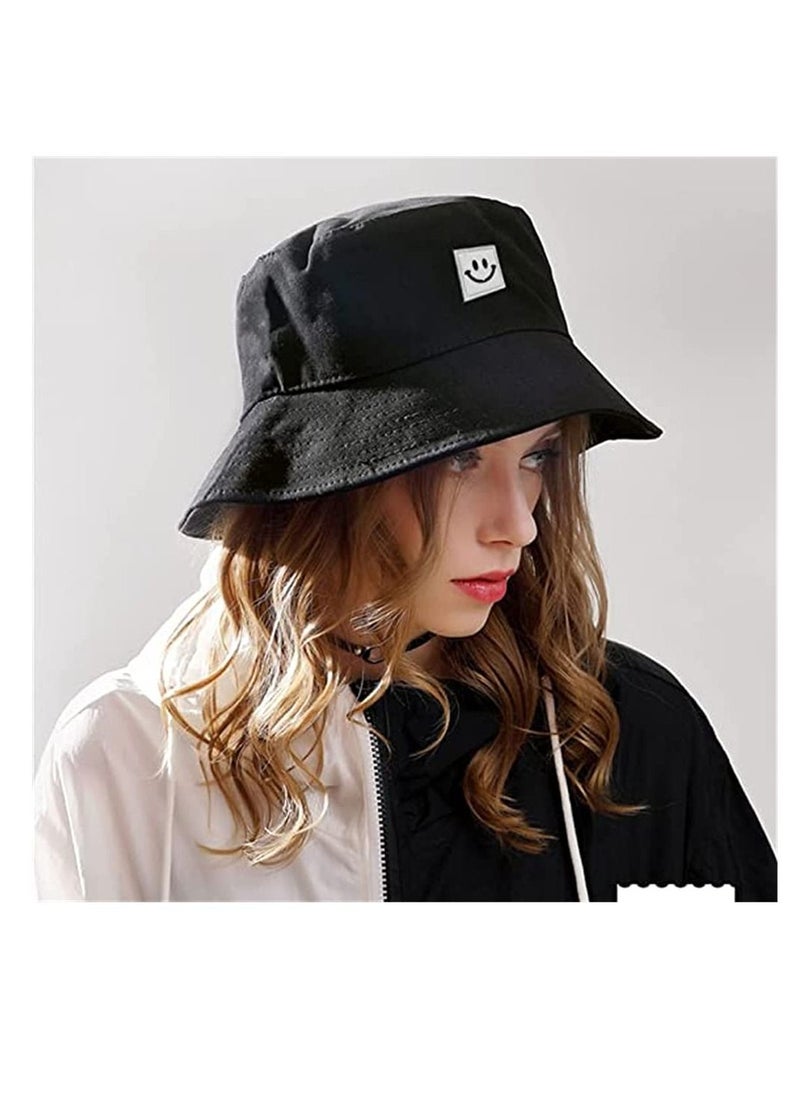 Y&D - Bucket Hats,Travel Beach Sun Hat Flower Embroidery Outdoor Cap Unisex Summer Fashion Fisherman for Teens Protection Wide Brim Foldable Fishing Hats (Black, 56-58 CM) - Image 1