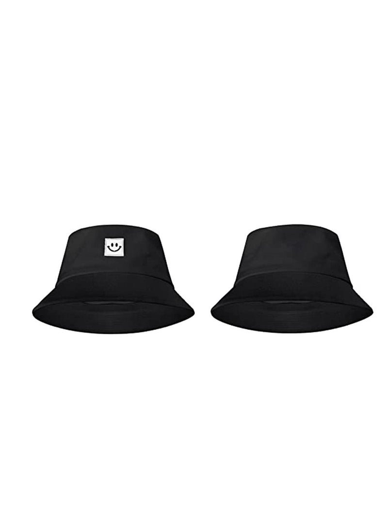 Y&D - Bucket Hats,Travel Beach Sun Hat Flower Embroidery Outdoor Cap Unisex Summer Fashion Fisherman for Teens Protection Wide Brim Foldable Fishing Hats (Black, 56-58 CM) - Image 1