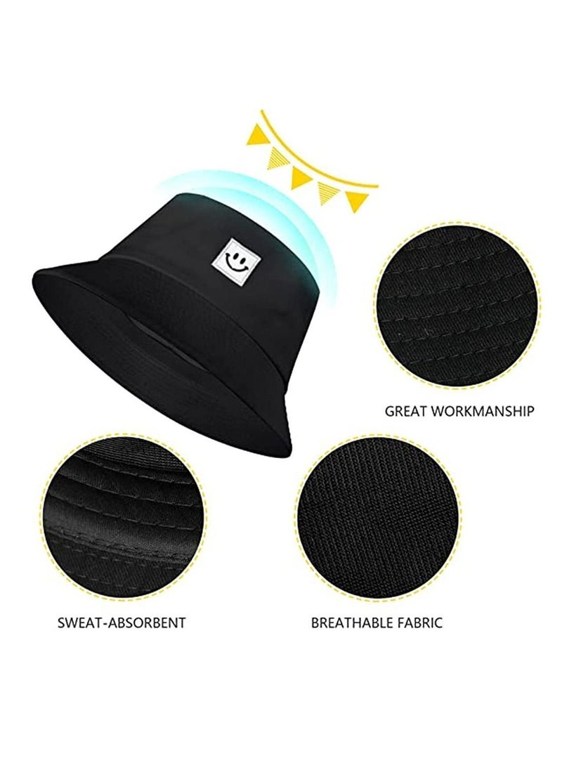 Y&D - Bucket Hats,Travel Beach Sun Hat Flower Embroidery Outdoor Cap Unisex Summer Fashion Fisherman for Teens Protection Wide Brim Foldable Fishing Hats (Black, 56-58 CM) - Image 1