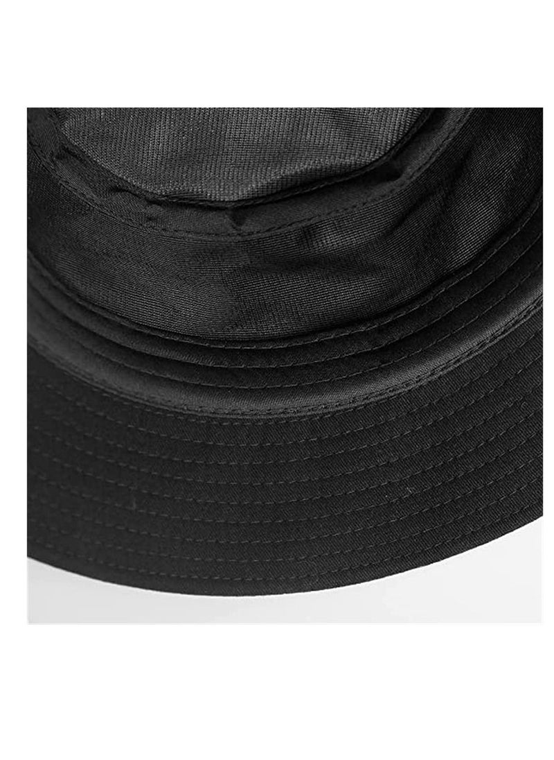 Y&D - Bucket Hats,Travel Beach Sun Hat Flower Embroidery Outdoor Cap Unisex Summer Fashion Fisherman for Teens Protection Wide Brim Foldable Fishing Hats (Black, 56-58 CM) - Image 1